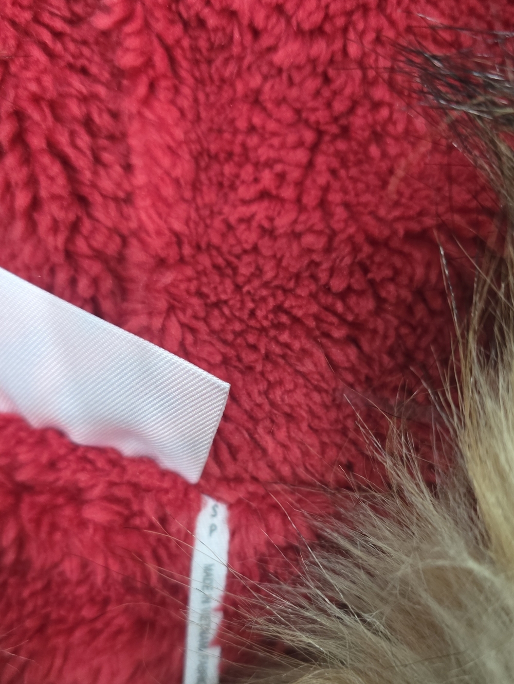 Urban Outfitters Red Zip Hoodie with Faux-Fur Trimmed Hood and White Star - Picture 2 of 7